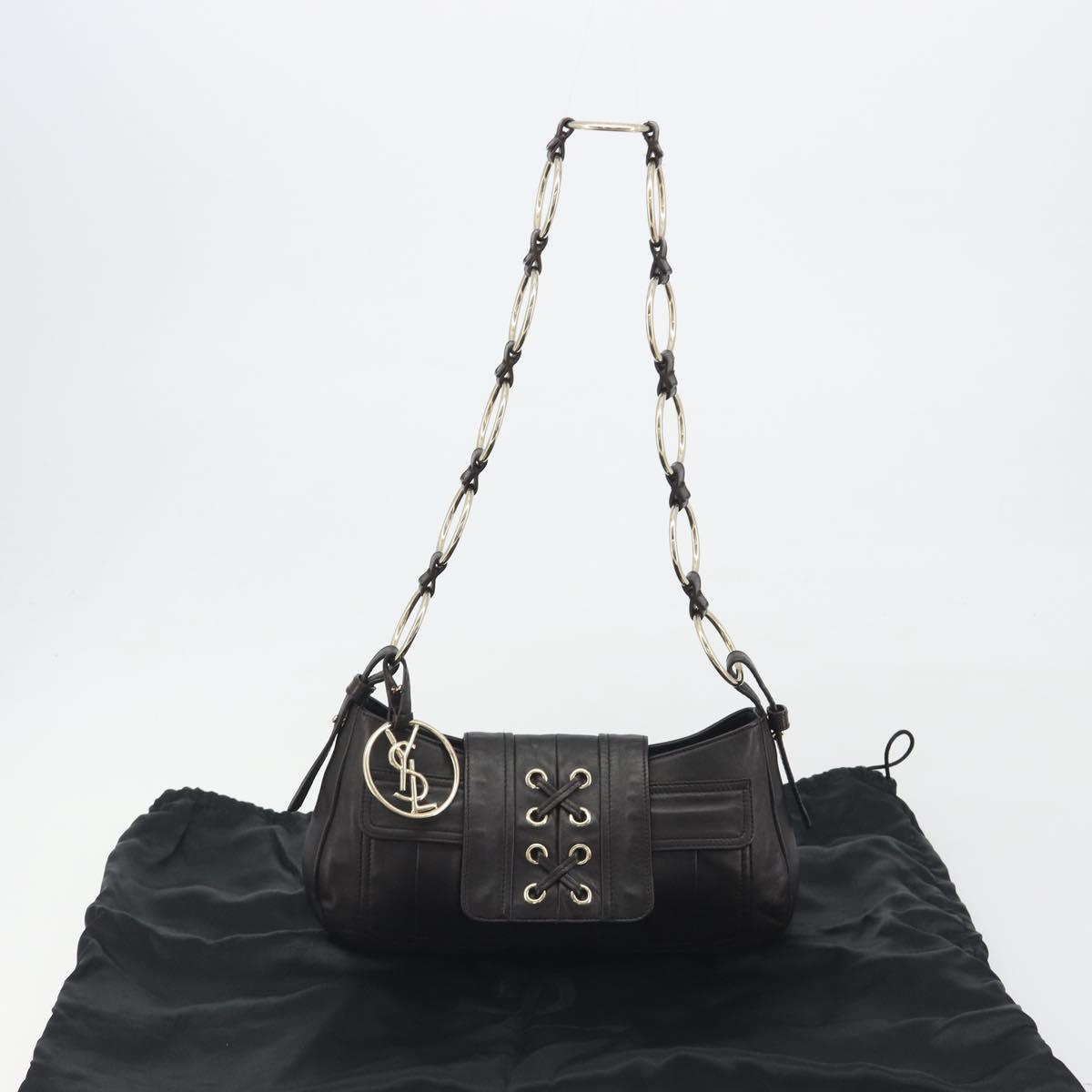 SAINT LAURENT Chain Shoulder Bag Leather Brown Gold Tone 138957 Auth yk20663SAM