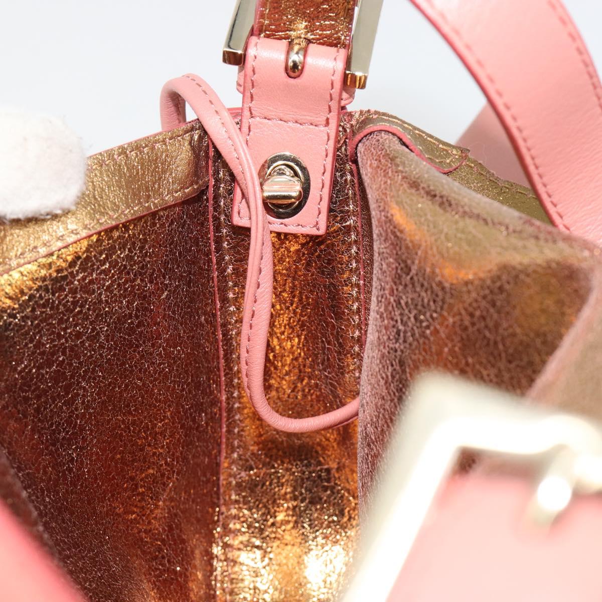 FENDI Studs Mamma Baguette Shoulder Bag Leather Pink Gold Tone Auth yk20664SAM