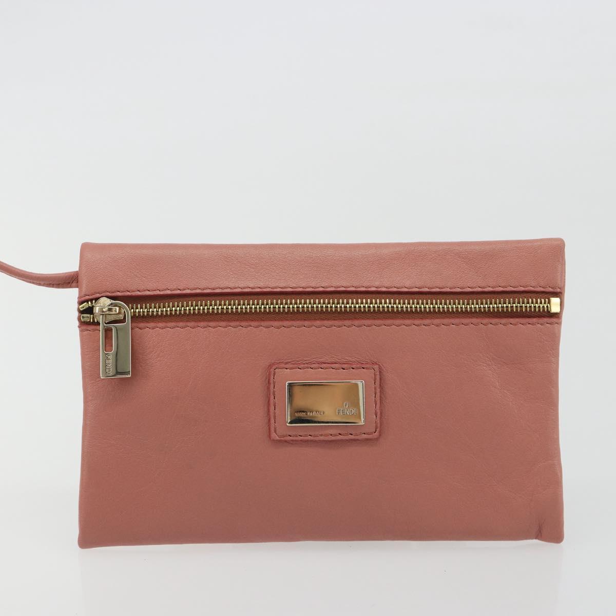 FENDI Studs Mamma Baguette Shoulder Bag Leather Pink Gold Tone Auth yk20664SAM