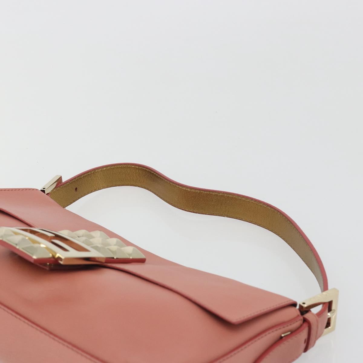 FENDI Studs Mamma Baguette Shoulder Bag Leather Pink Gold Tone Auth yk20664SAM
