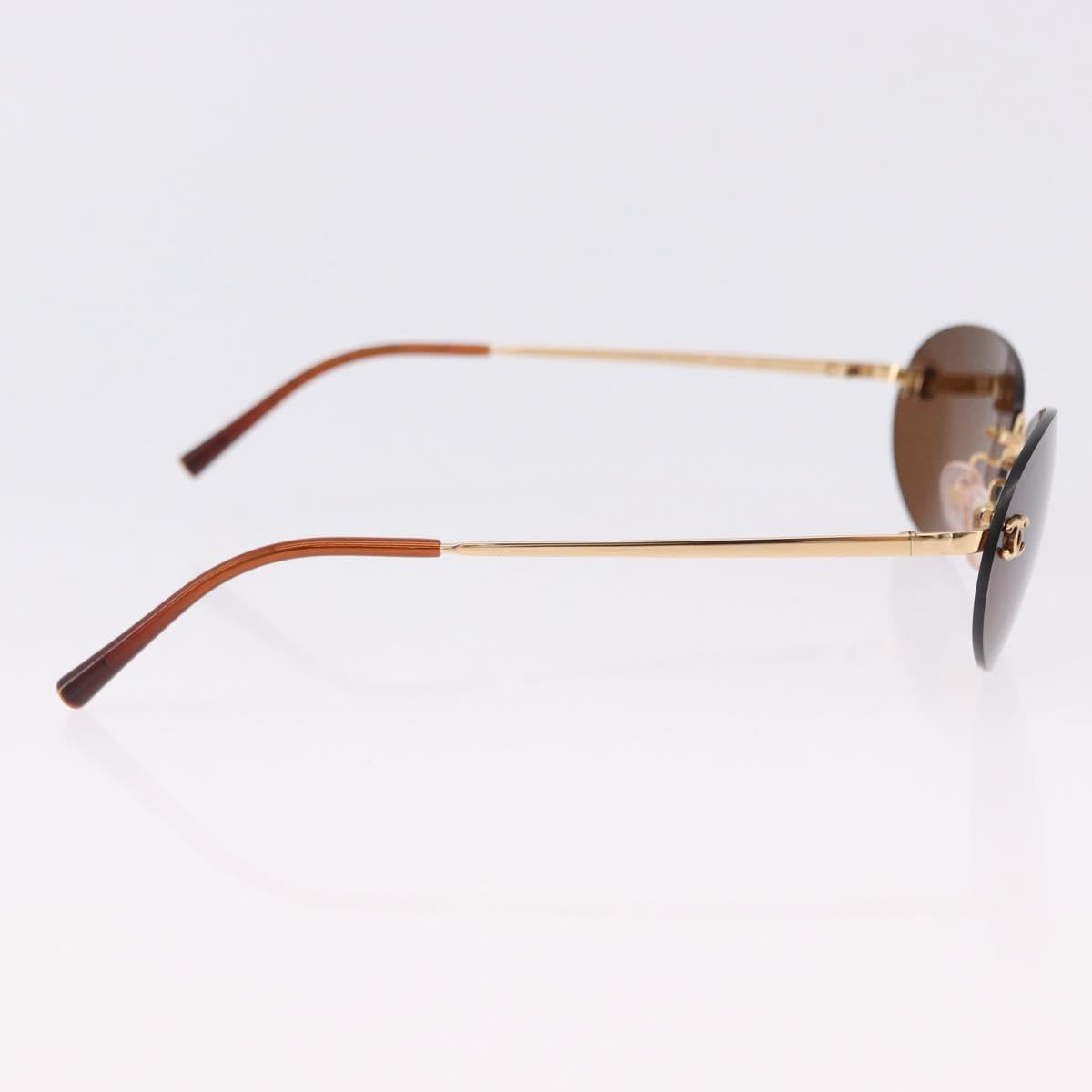 CHANEL Sunglasses Metal Brown Gold Tone CC Auth yk20670M