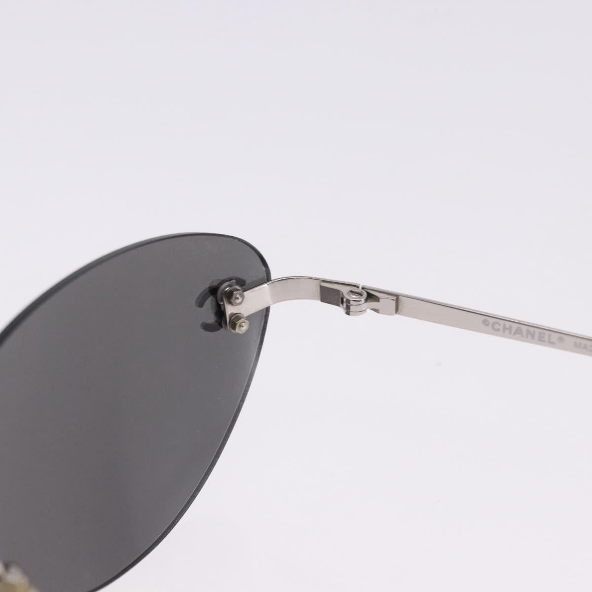 CHANEL Sunglasses Metal Silver CC Auth yk20671