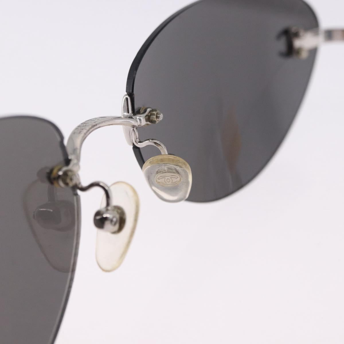CHANEL Sunglasses Metal Silver CC Auth yk20671