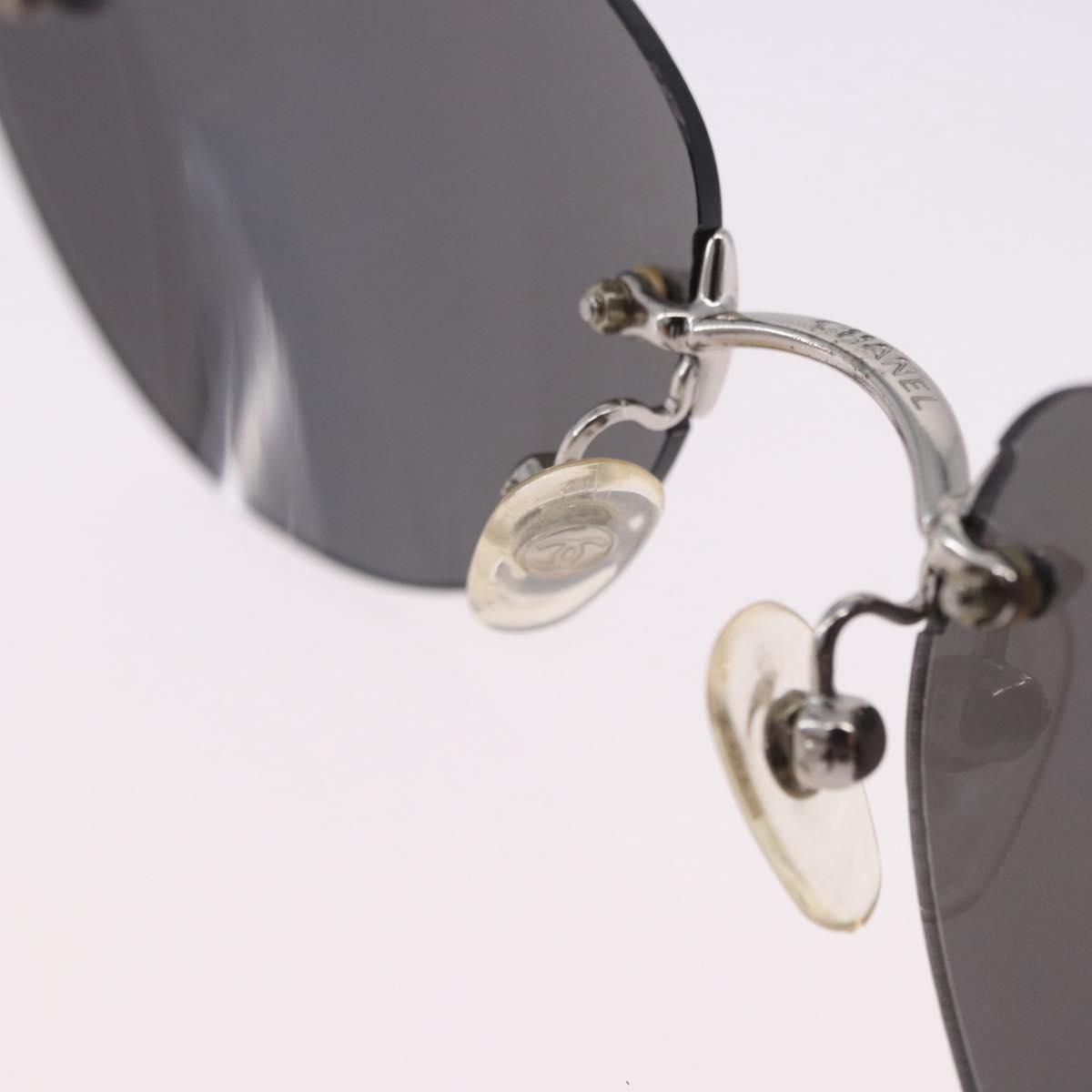 CHANEL Sunglasses Metal Silver CC Auth yk20671