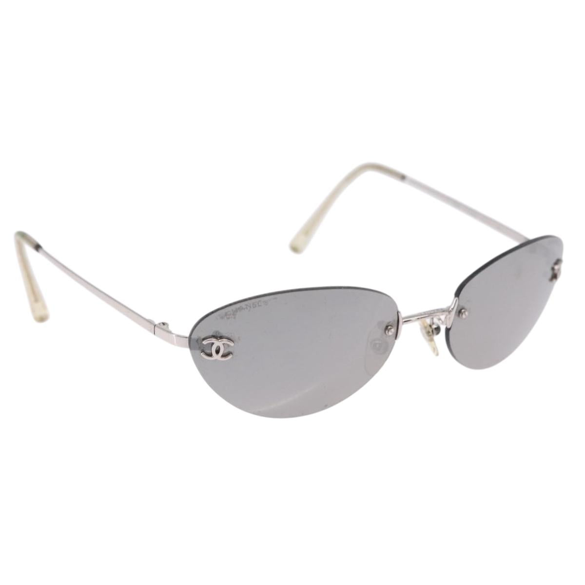 CHANEL Sunglasses Metal Silver CC Auth yk20671