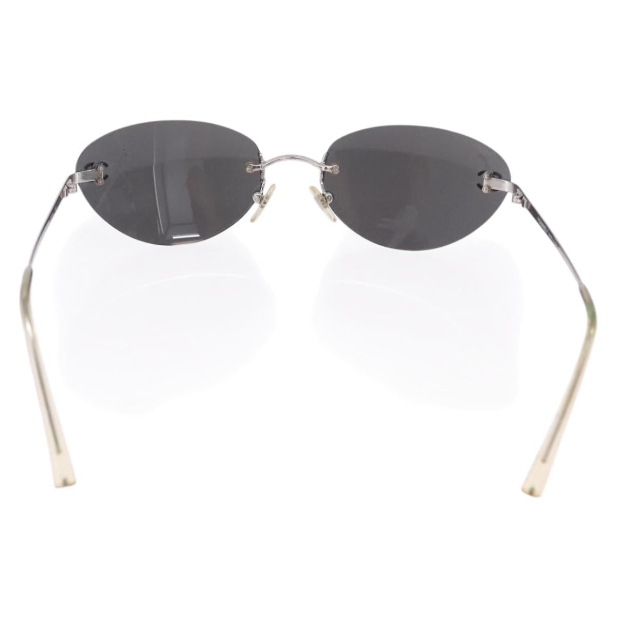 CHANEL Sunglasses Metal Silver CC Auth yk20671