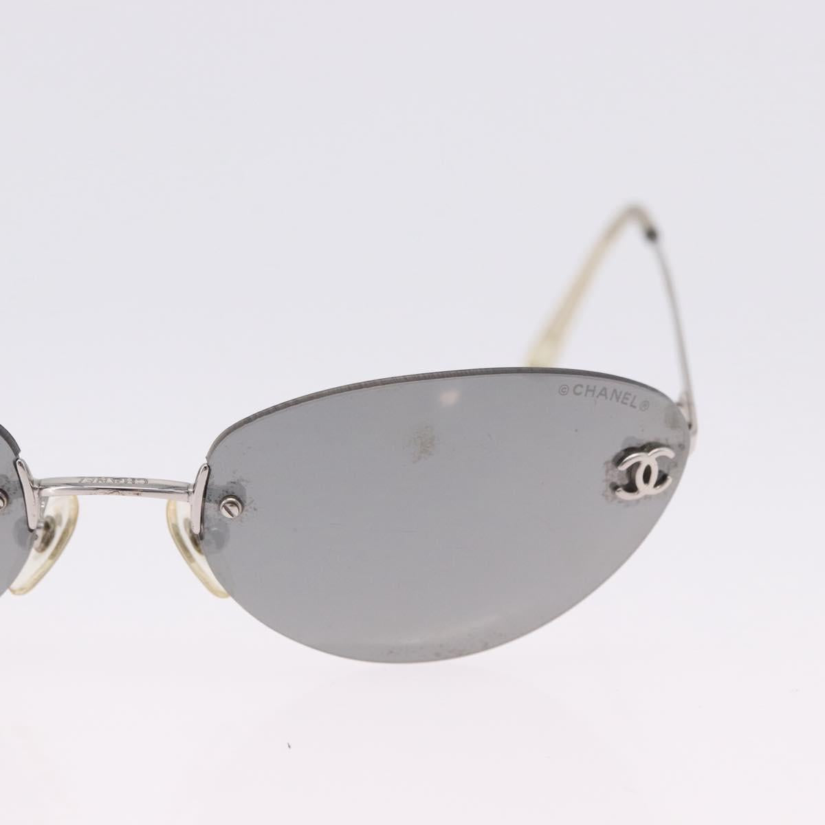 CHANEL Sunglasses Metal Silver CC Auth yk20671
