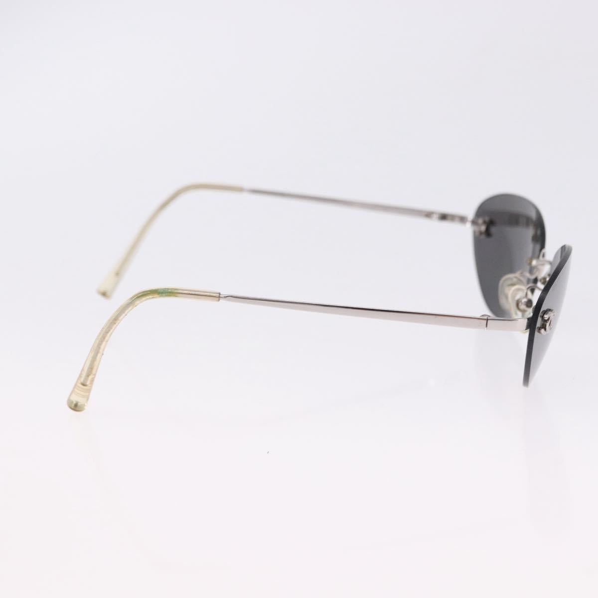 CHANEL Sunglasses Metal Silver CC Auth yk20671
