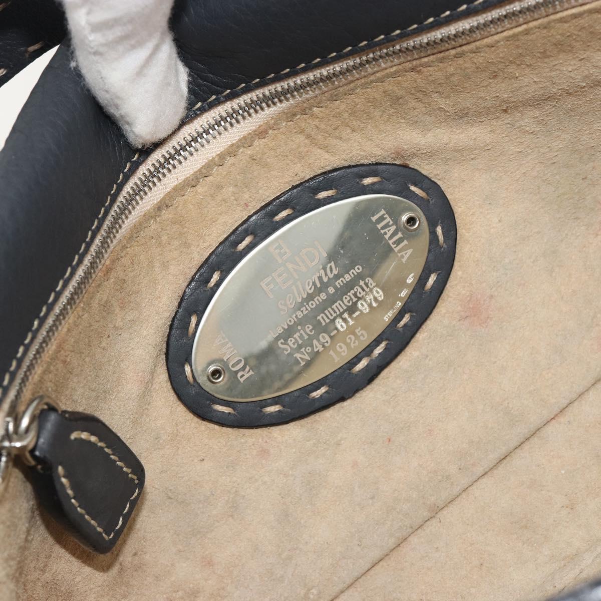 FENDI Celeria Mamma Baguette Shoulder Bag Leather Gray Silver Auth yk20674M