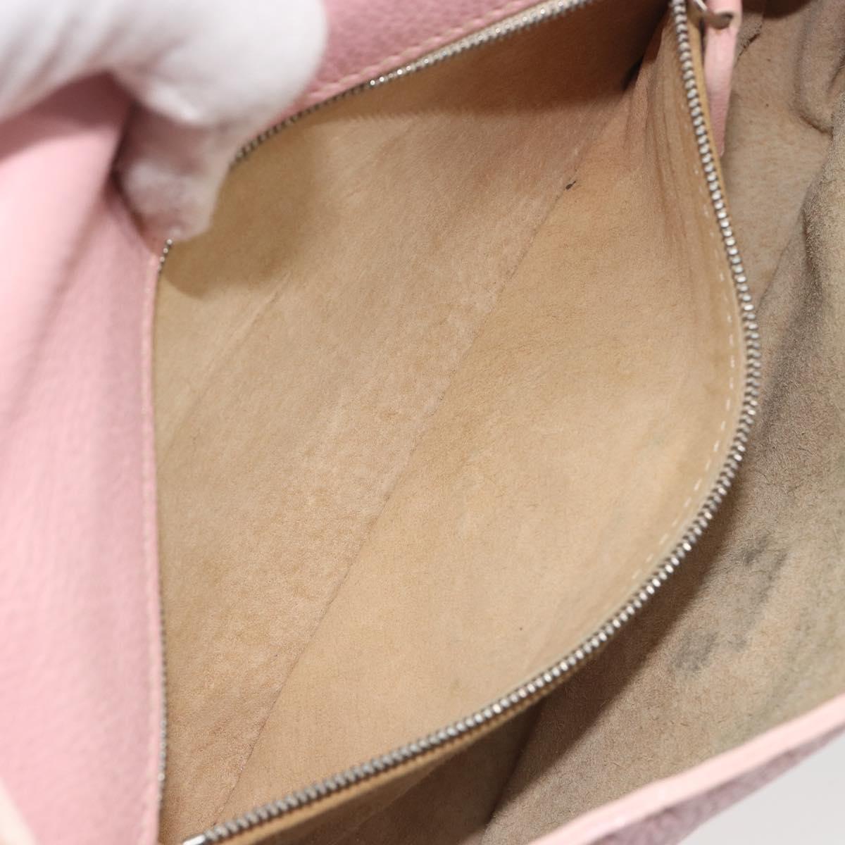FENDI Celeria Mamma Baguette Shoulder Bag Leather Pink Silver Auth yk20675M
