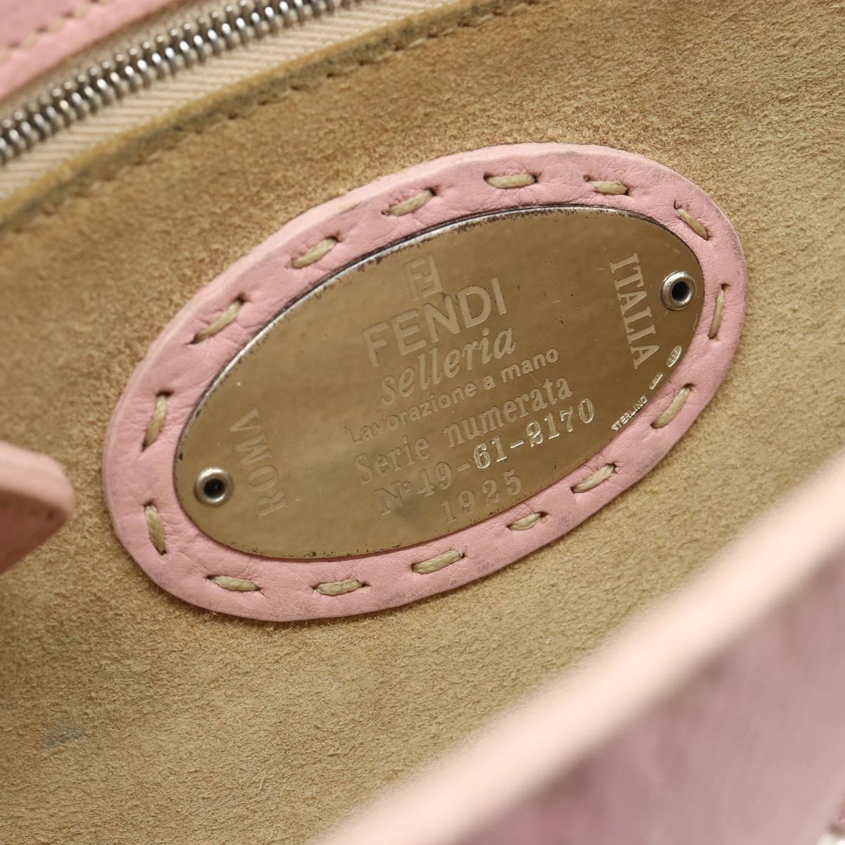 FENDI Celeria Mamma Baguette Shoulder Bag Leather Pink Silver Auth yk20675M