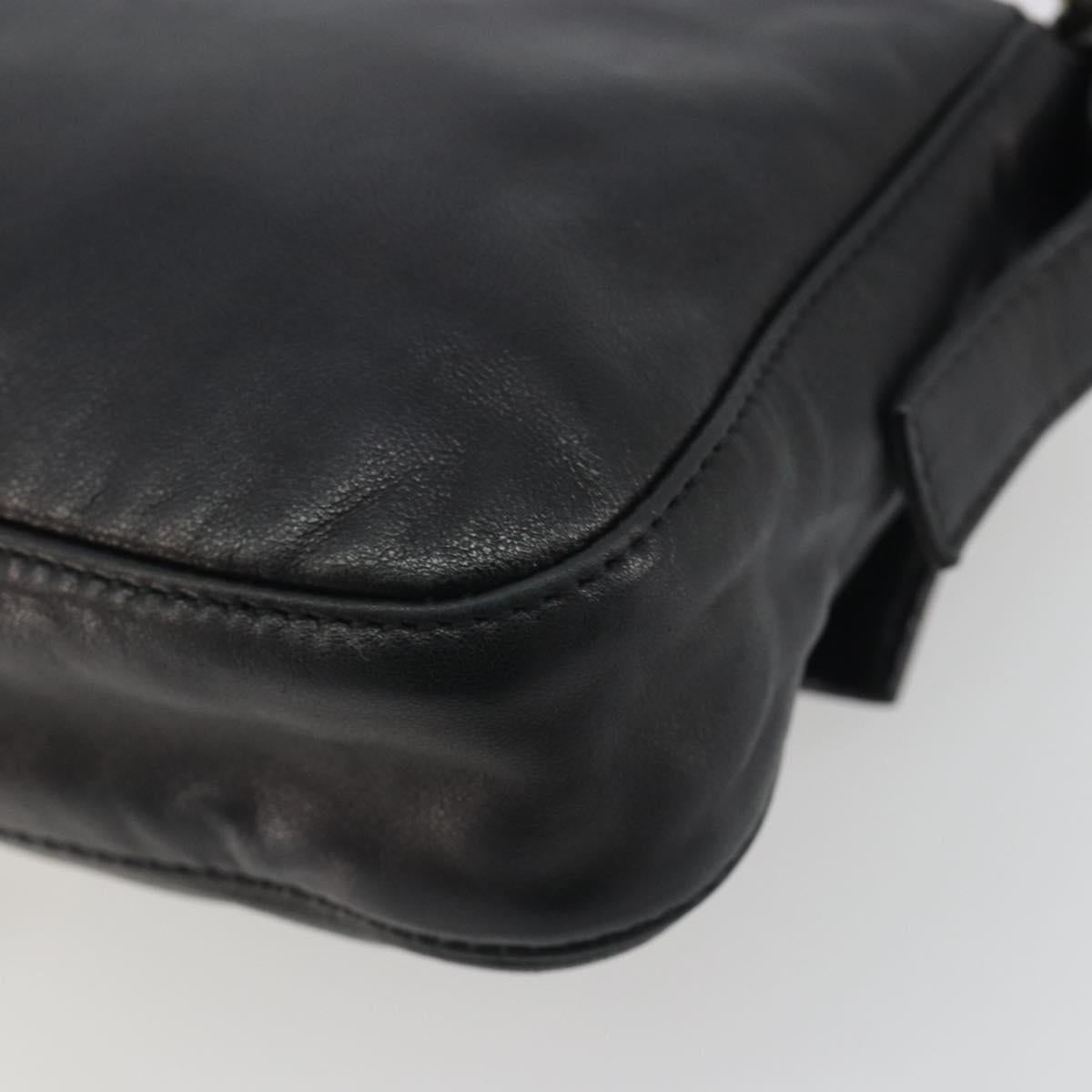 FENDI Mamma Baguette Shoulder Bag Leather Black Silver Auth yk20676SAM