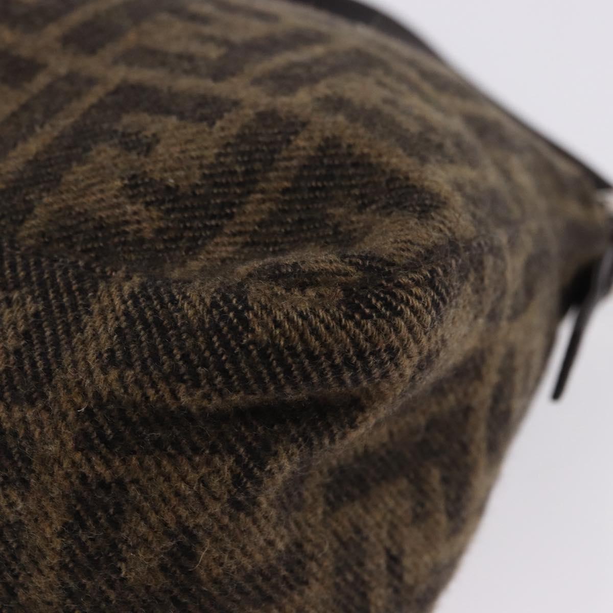 FENDI Zucca Mamma Baguette Shoulder Bag Wool Brown Silver Auth yk20677SAM