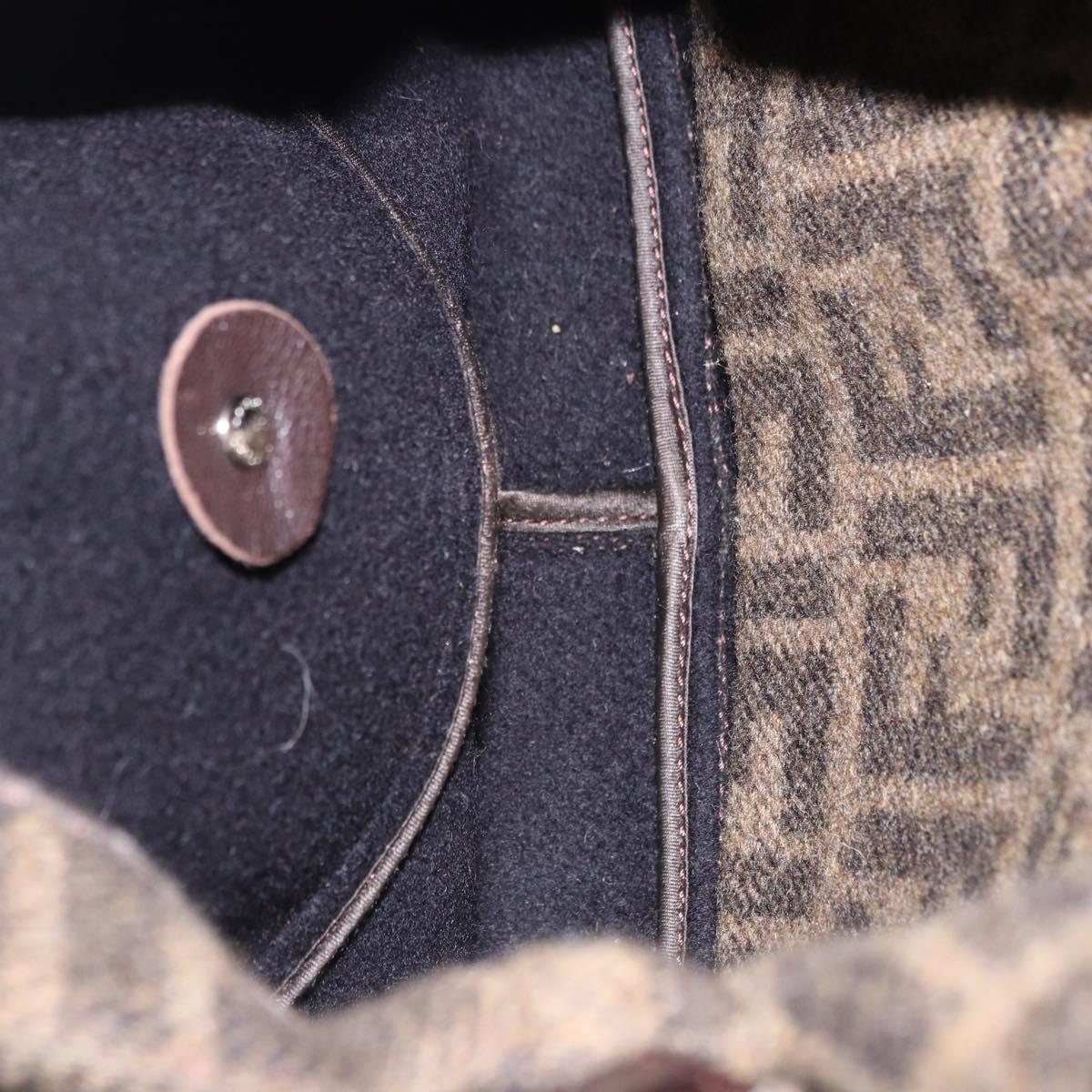 FENDI Zucca Mamma Baguette Shoulder Bag Wool Brown Silver Auth yk20677SAM