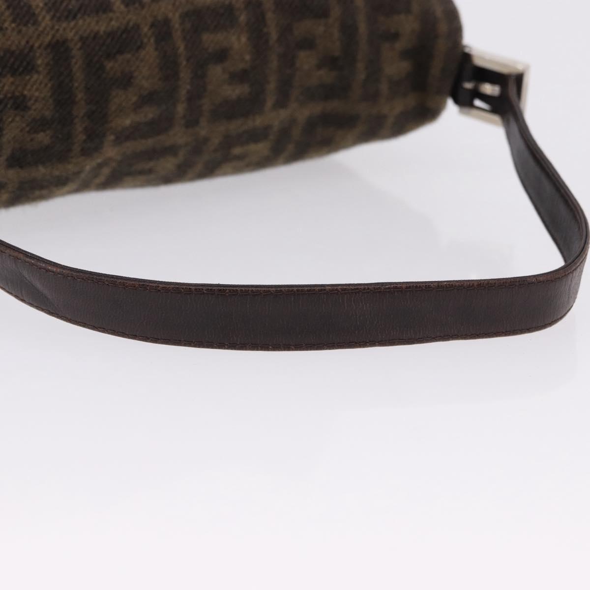 FENDI Zucca Mamma Baguette Shoulder Bag Wool Brown Silver Auth yk20677SAM