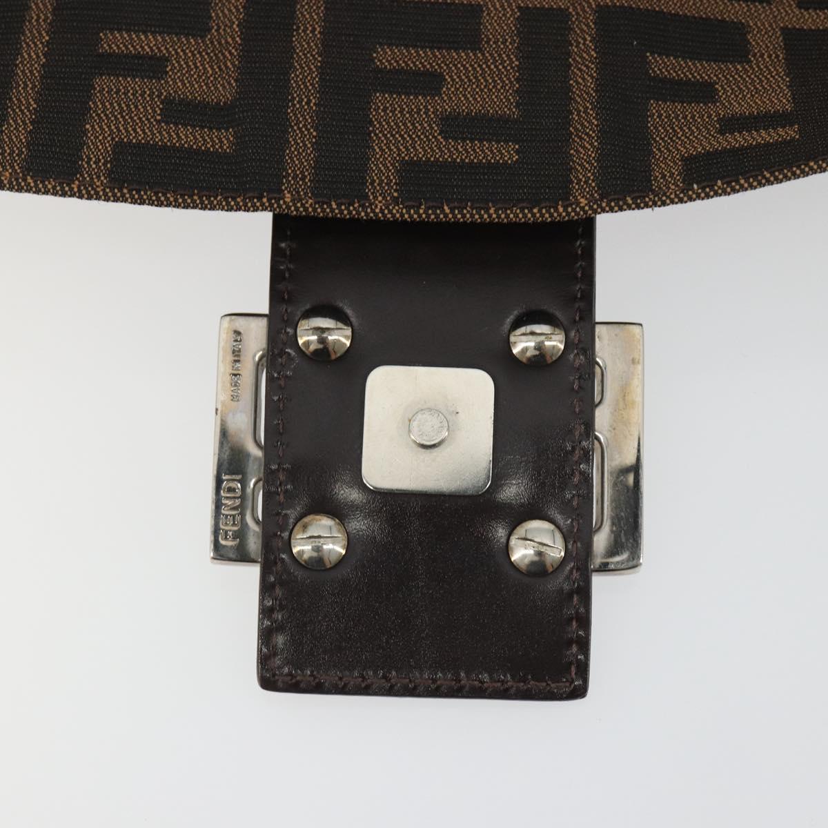 FENDI Zucca Canvas Mamma Baguette Shoulder Bag Brown Silver Auth yk20678SAM