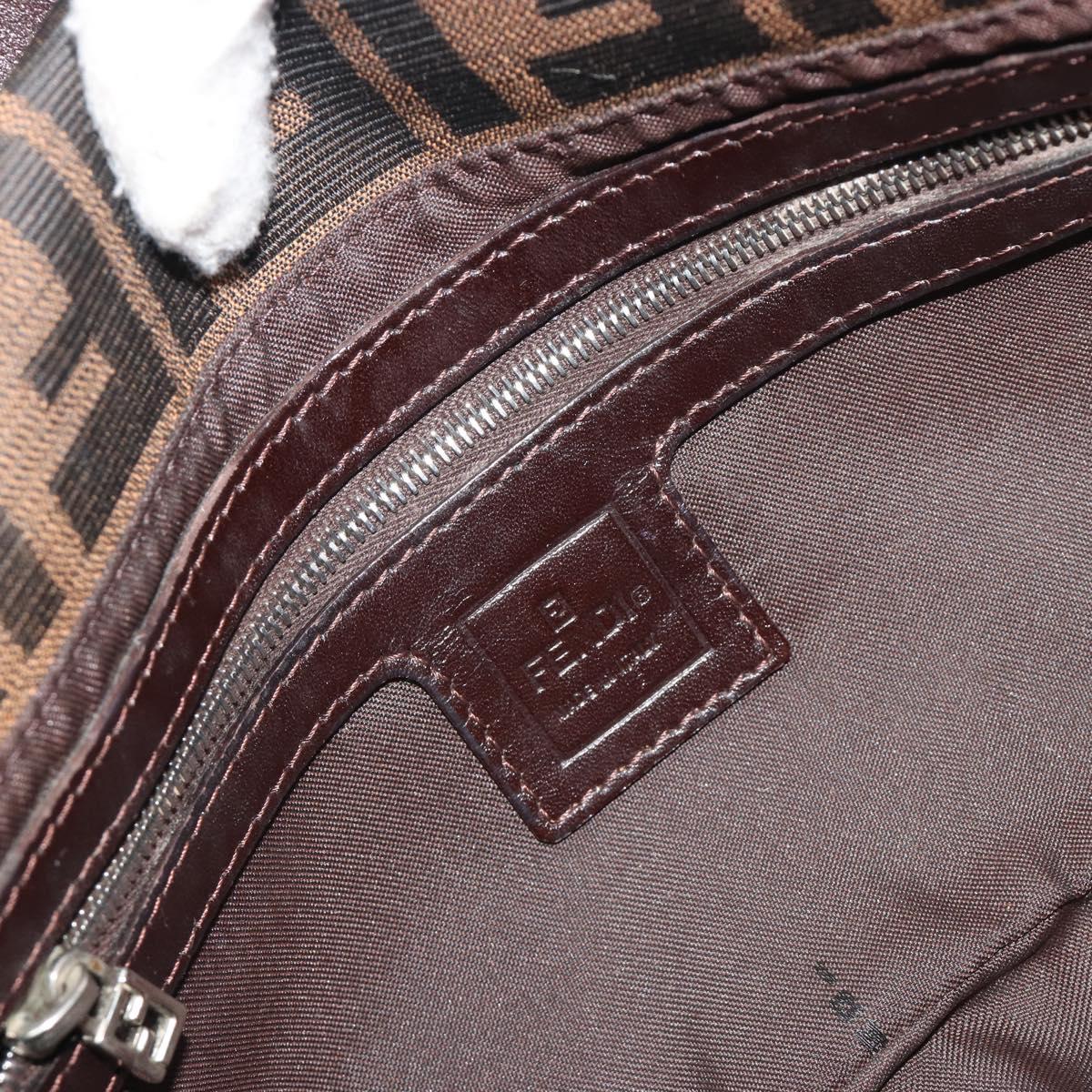 FENDI Zucca Canvas Mamma Baguette Shoulder Bag Brown Silver Auth yk20678SAM