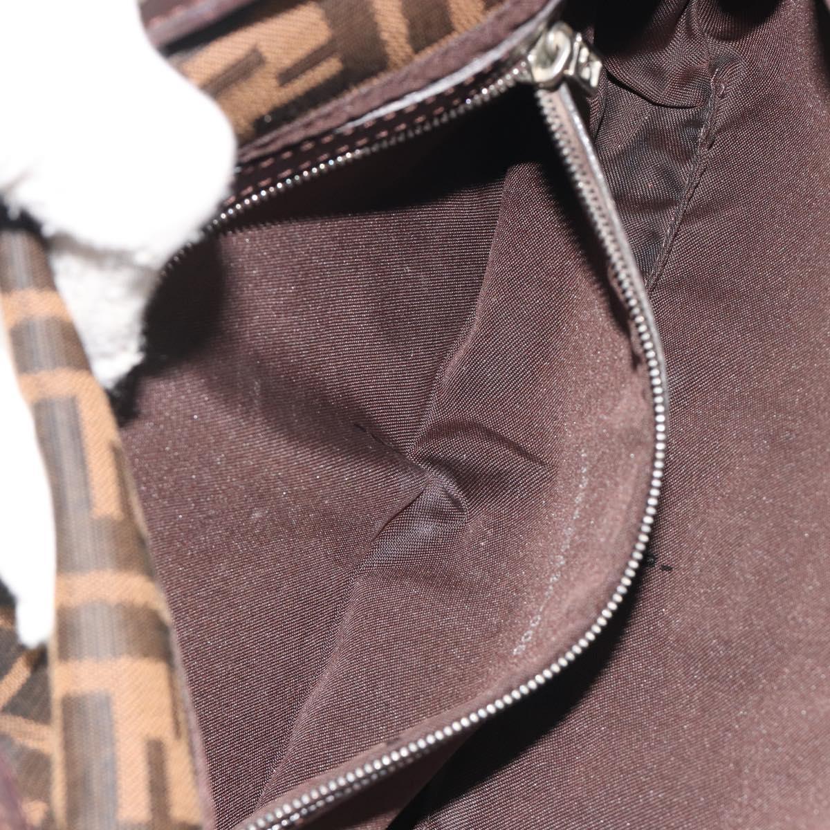 FENDI Zucca Canvas Mamma Baguette Shoulder Bag Brown Silver Auth yk20678SAM