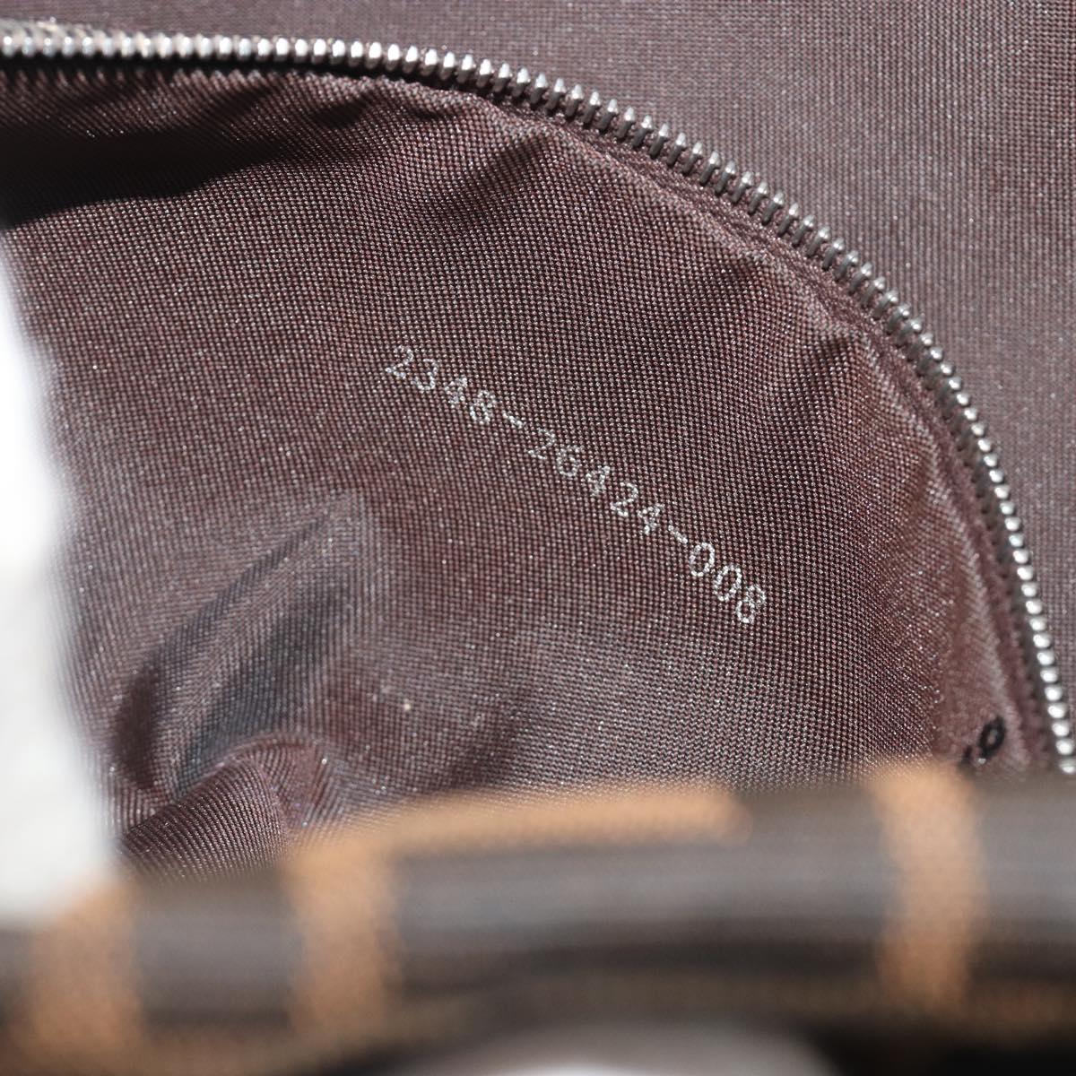 FENDI Zucca Canvas Mamma Baguette Shoulder Bag Brown Silver Auth yk20678SAM