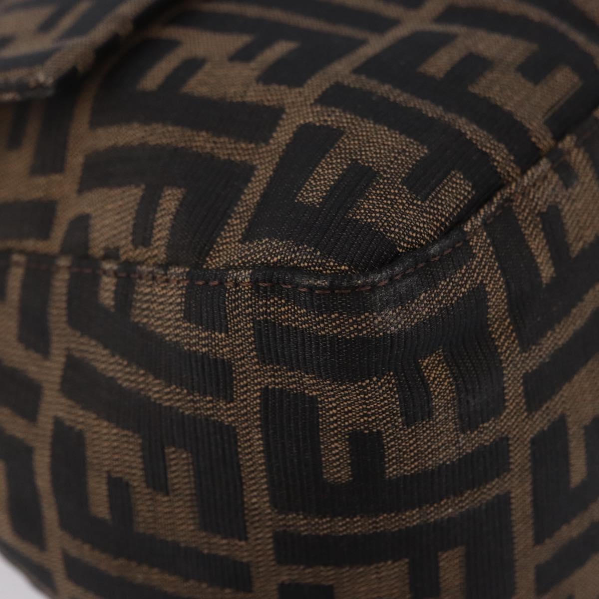 FENDI Zucca Canvas Mamma Baguette Shoulder Bag Brown Silver Auth yk20680SAM