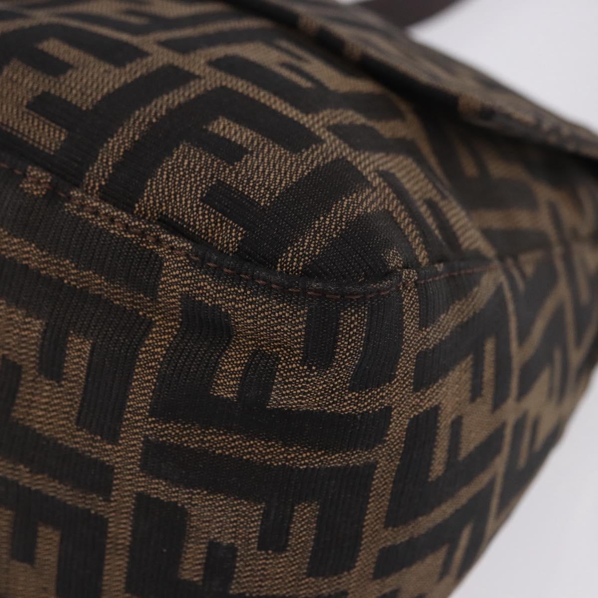 FENDI Zucca Canvas Mamma Baguette Shoulder Bag Brown Silver Auth yk20680SAM