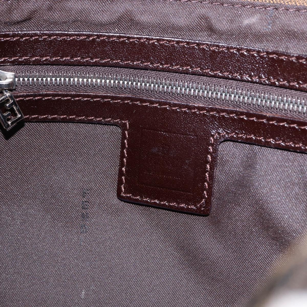 FENDI Zucca Canvas Mamma Baguette Shoulder Bag Brown Silver Auth yk20680SAM