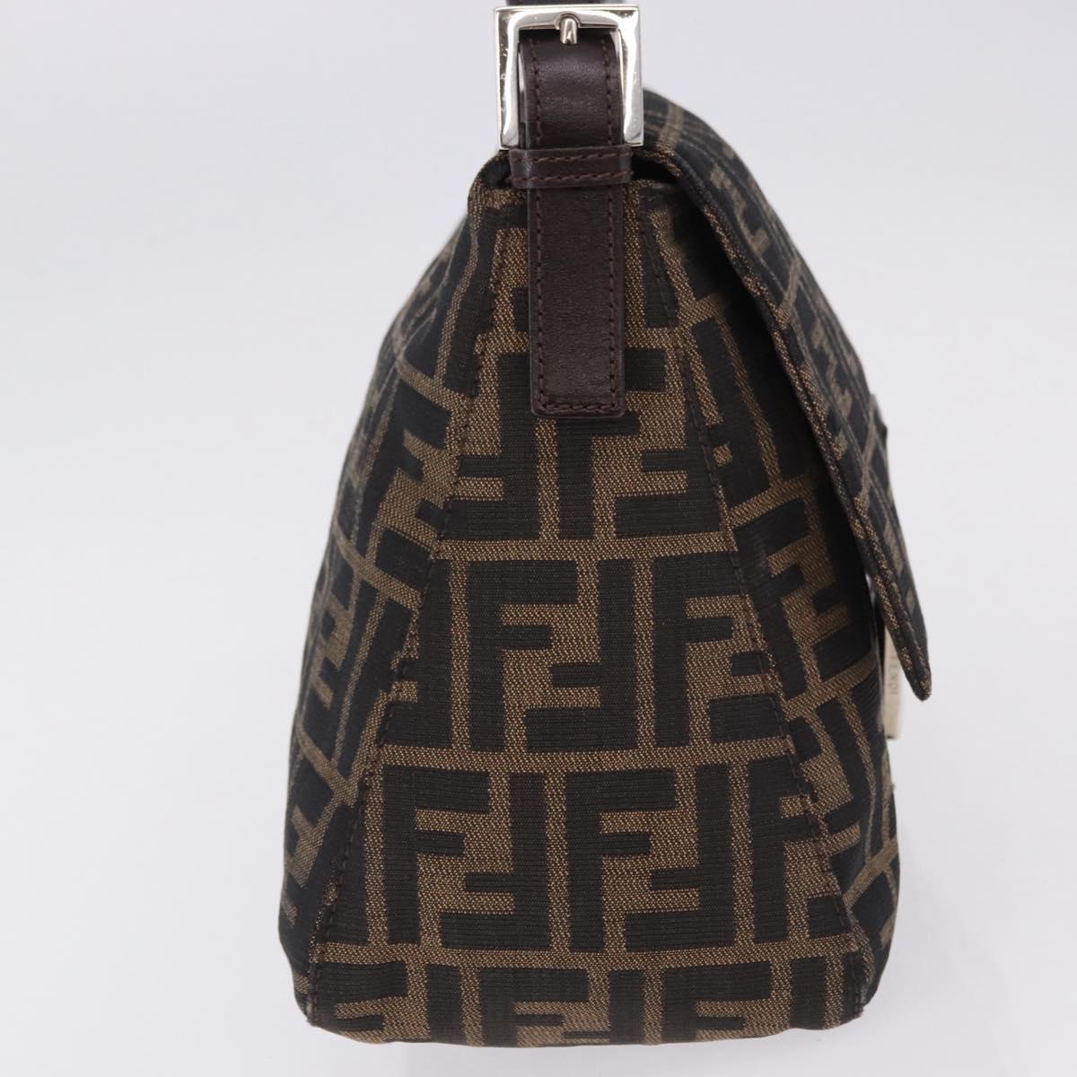FENDI Zucca Canvas Mamma Baguette Shoulder Bag Brown Silver Auth yk20680SAM