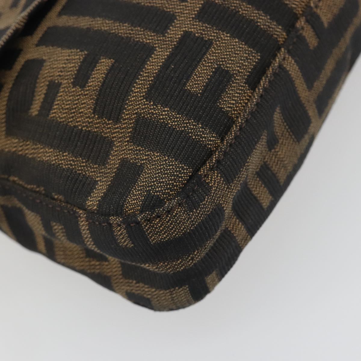 FENDI Zucca Canvas Mamma Baguette Shoulder Bag Brown Silver Auth yk20681SAM