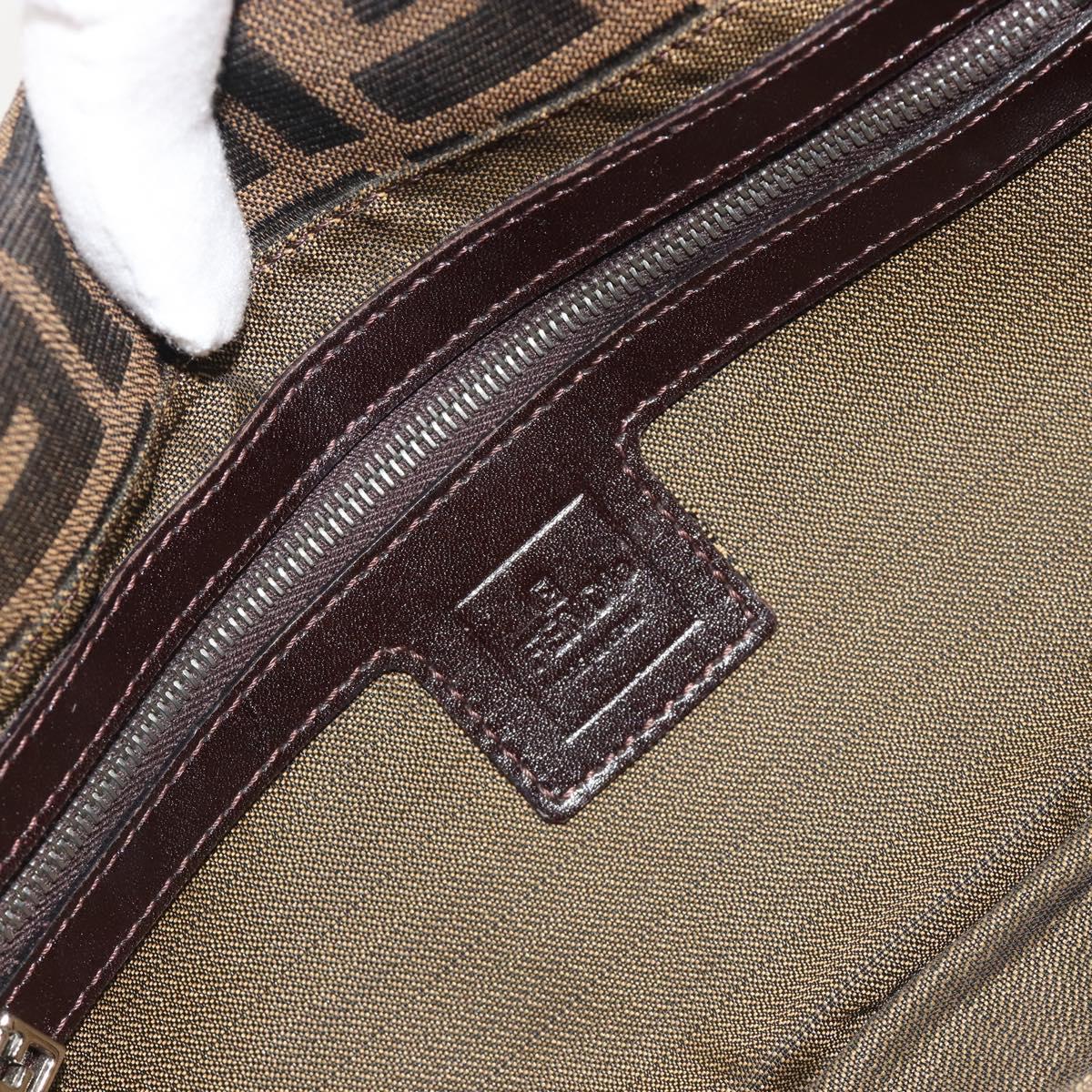 FENDI Zucca Canvas Mamma Baguette Shoulder Bag Brown Silver Auth yk20681SAM