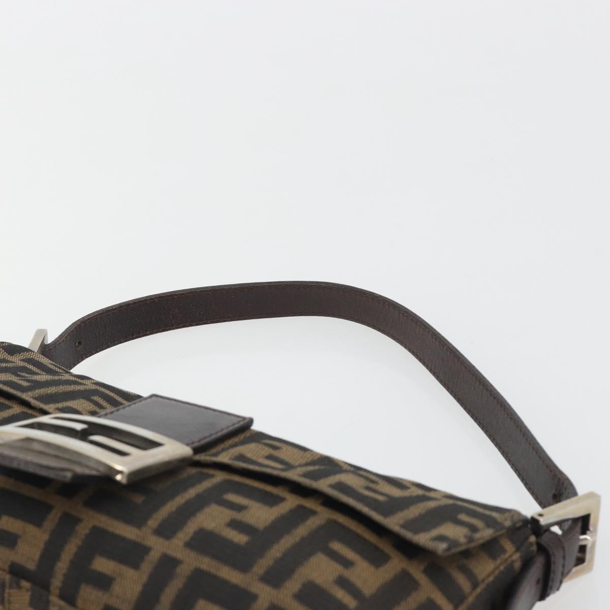 FENDI Zucca Canvas Mamma Baguette Shoulder Bag Brown Silver Auth yk20681SAM