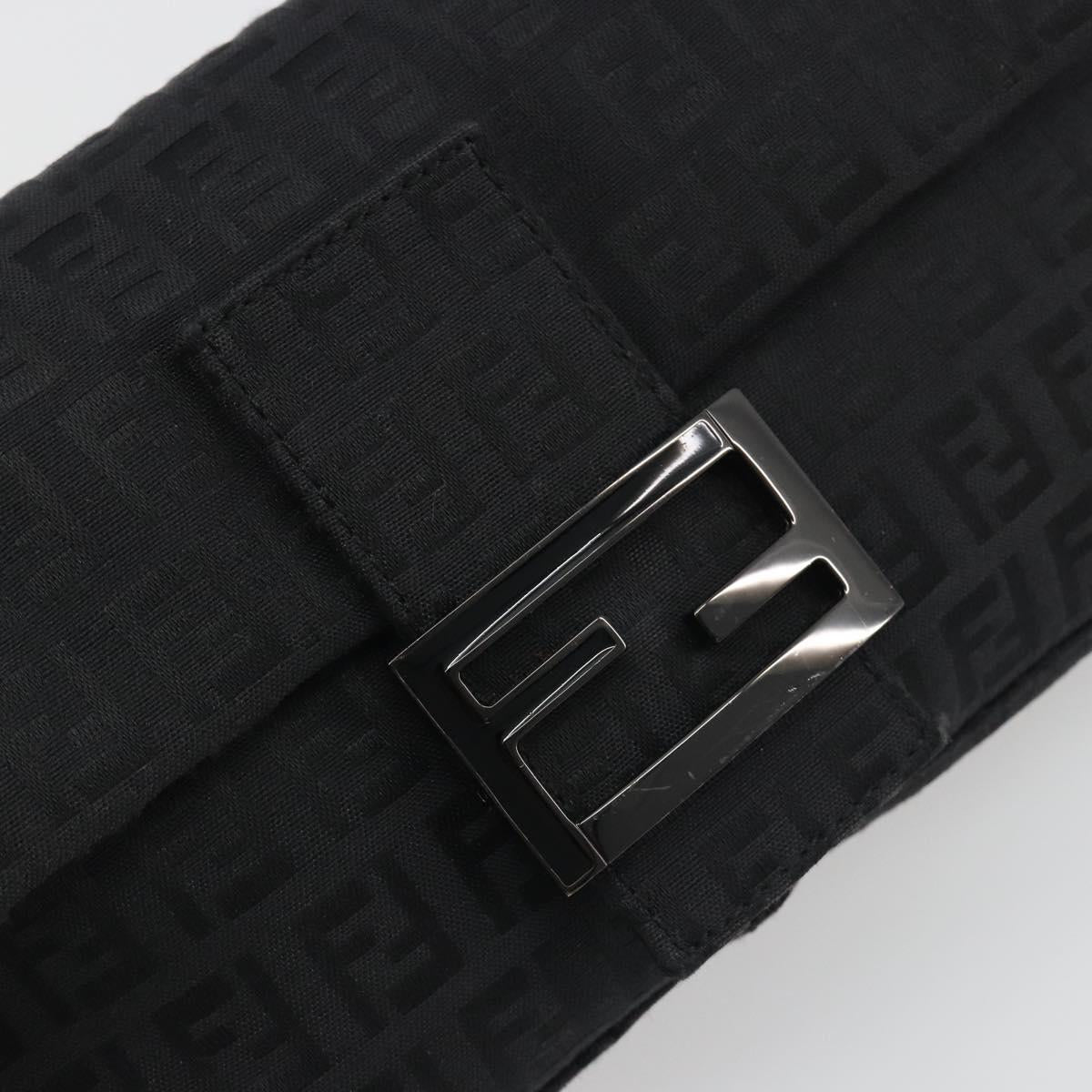 FENDI Zucchino Canvas Mamma Baguette Shoulder Bag Black 8BR000 Auth yk20682SAM