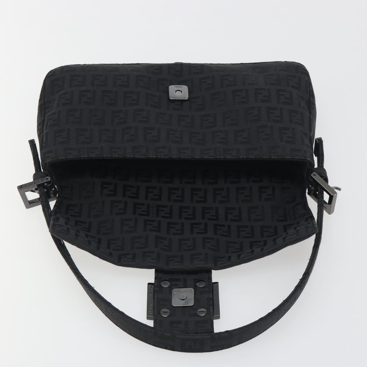 FENDI Zucchino Canvas Mamma Baguette Shoulder Bag Black 8BR000 Auth yk20682SAM