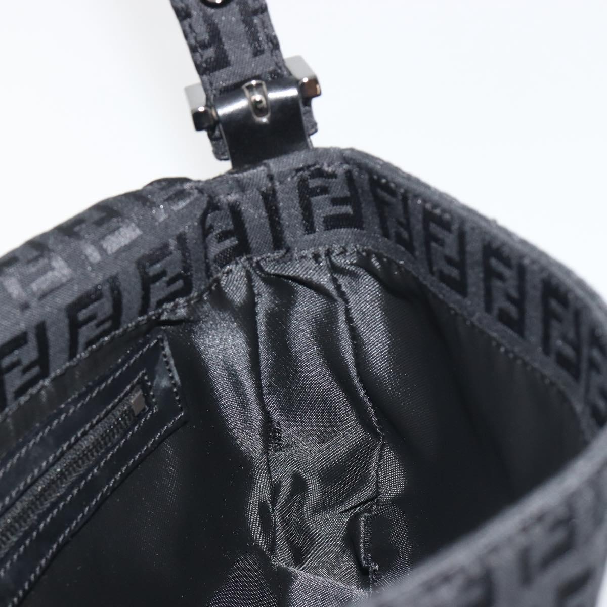 FENDI Zucchino Canvas Mamma Baguette Shoulder Bag Black 8BR000 Auth yk20682SAM