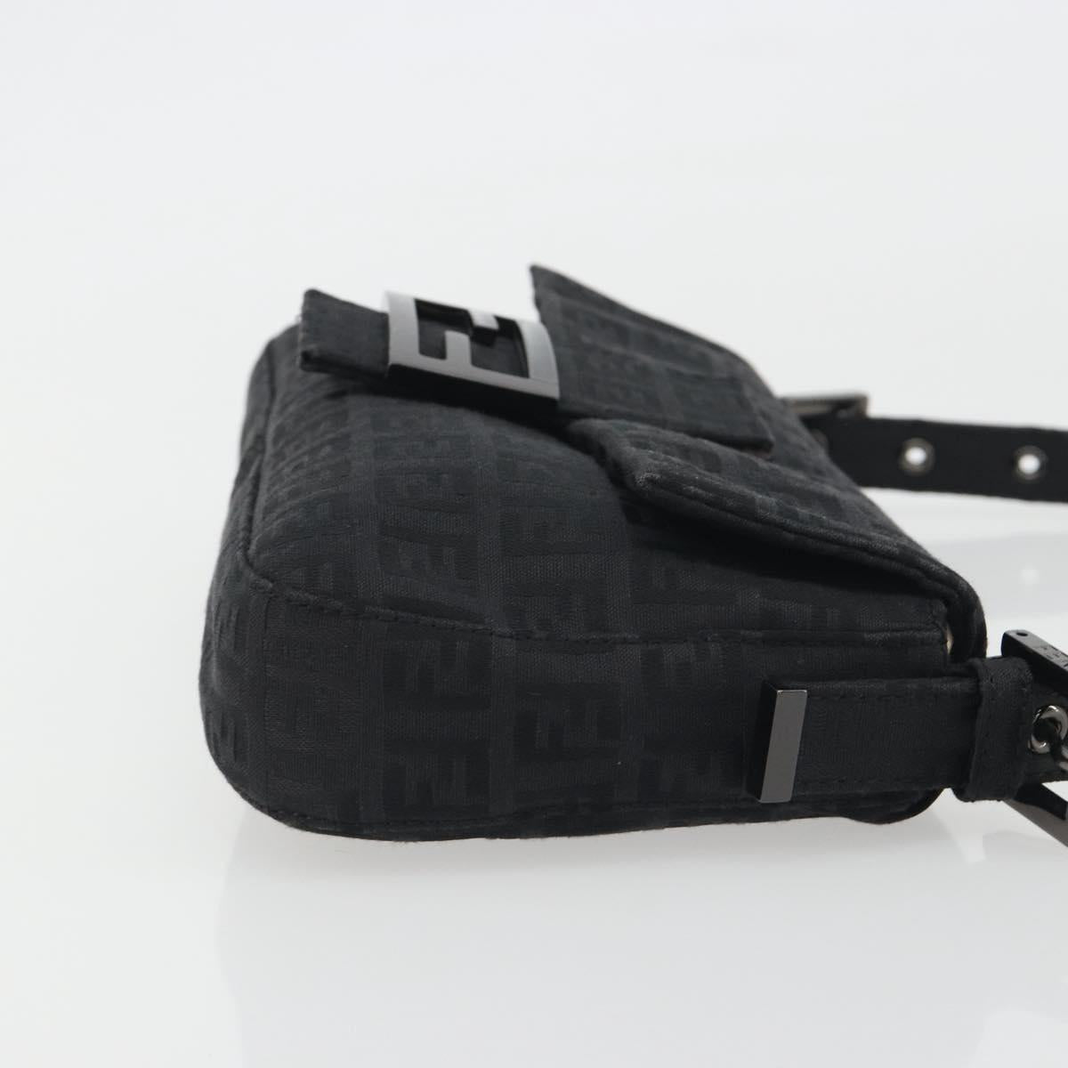 FENDI Zucchino Canvas Mamma Baguette Shoulder Bag Black 8BR000 Auth yk20682SAM