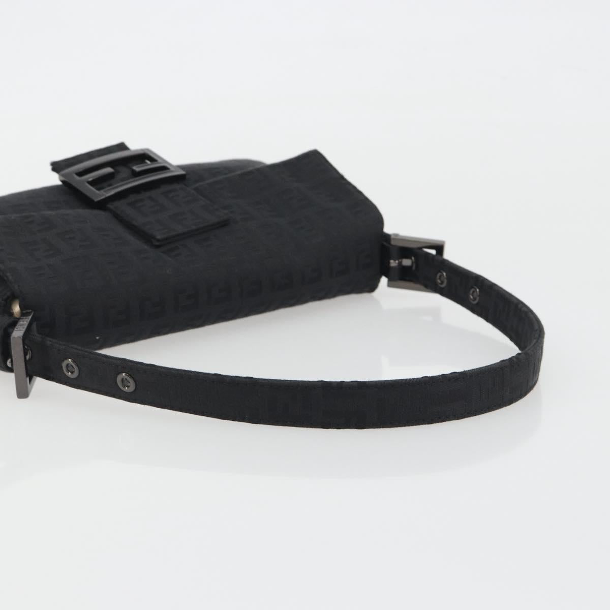 FENDI Zucchino Canvas Mamma Baguette Shoulder Bag Black 8BR000 Auth yk20682SAM