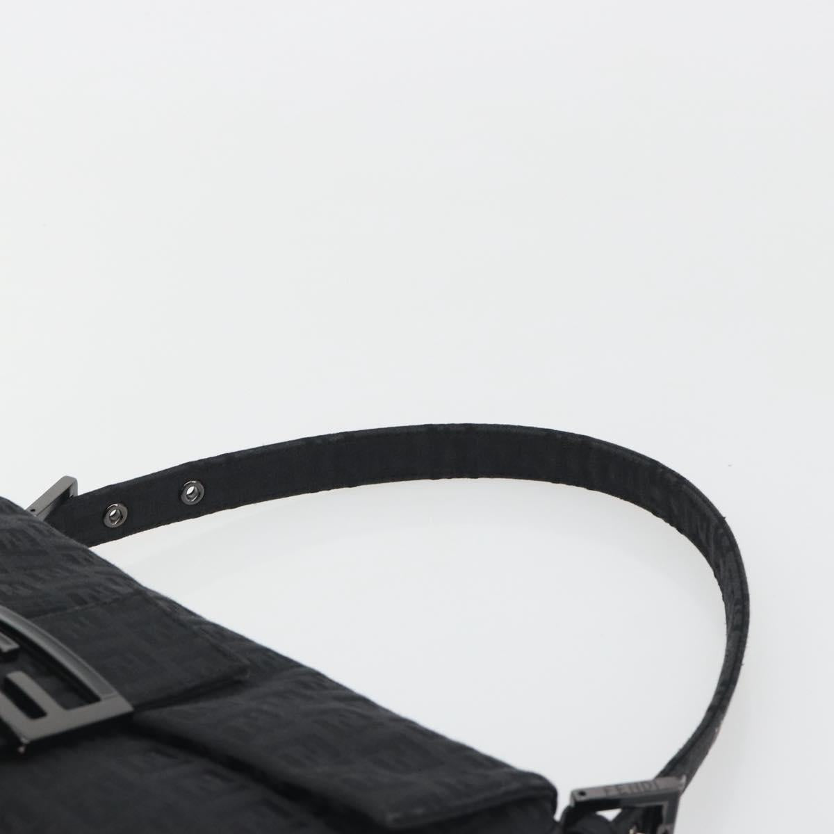 FENDI Zucchino Canvas Mamma Baguette Shoulder Bag Black 8BR000 Auth yk20682SAM