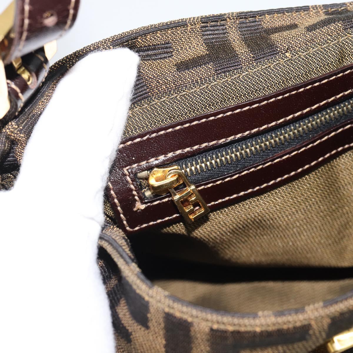 FENDI Zucca Canvas Hand Bag Brown Gold Tone Auth yk20683SAM