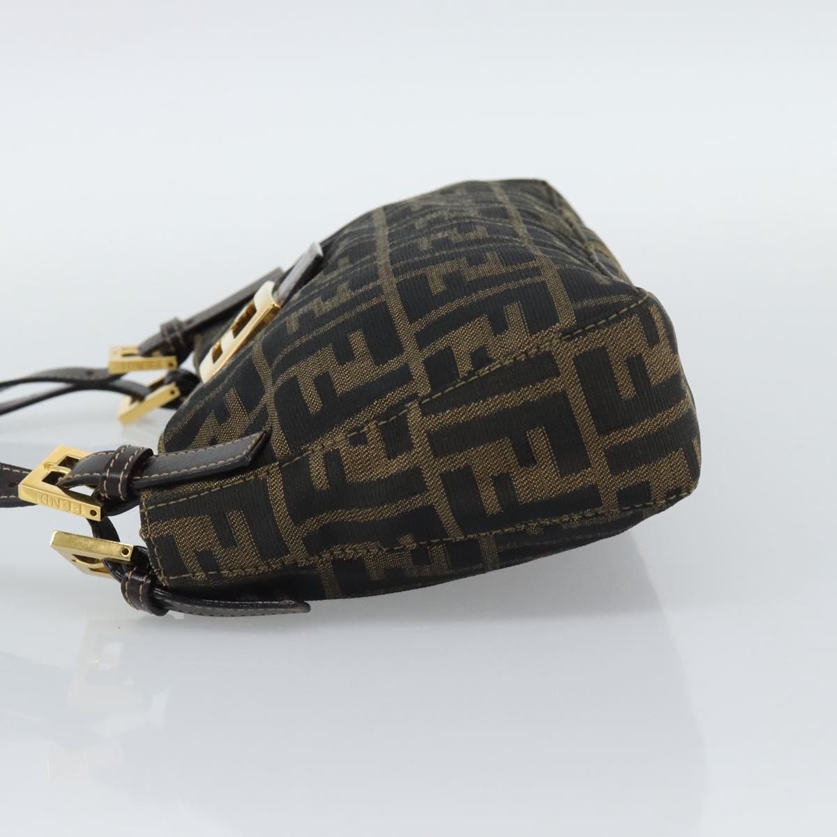 FENDI Zucca Canvas Hand Bag Brown Gold Tone Auth yk20683SAM