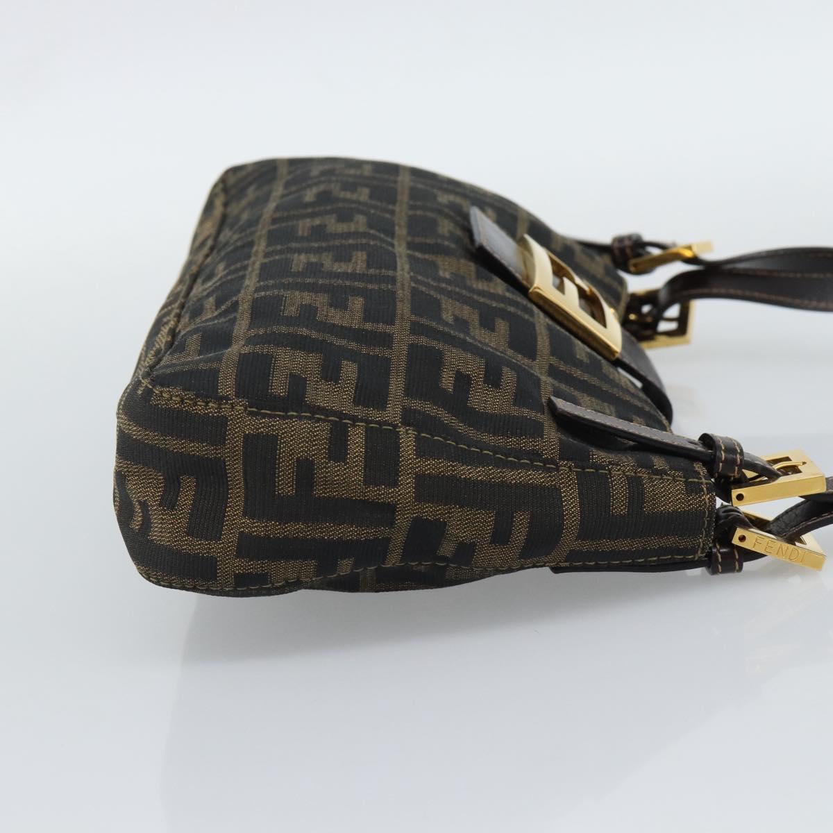 FENDI Zucca Canvas Hand Bag Brown Gold Tone Auth yk20683SAM