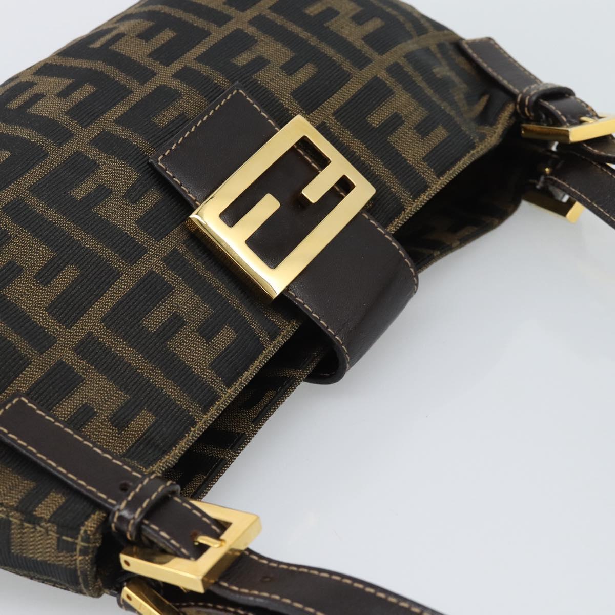 FENDI Zucca Canvas Hand Bag Brown Gold Tone Auth yk20683SAM