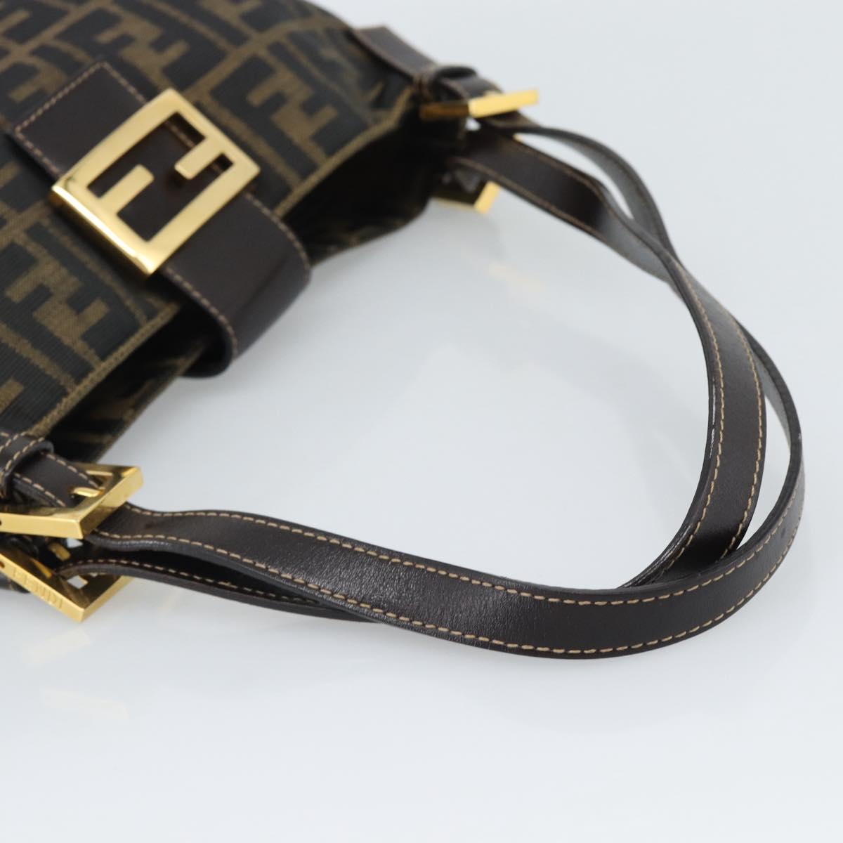 FENDI Zucca Canvas Hand Bag Brown Gold Tone Auth yk20683SAM