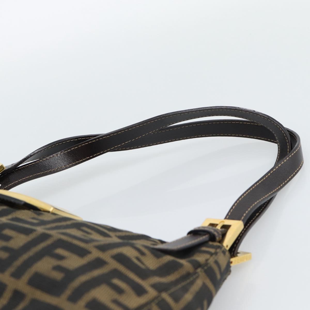 FENDI Zucca Canvas Hand Bag Brown Gold Tone Auth yk20683SAM