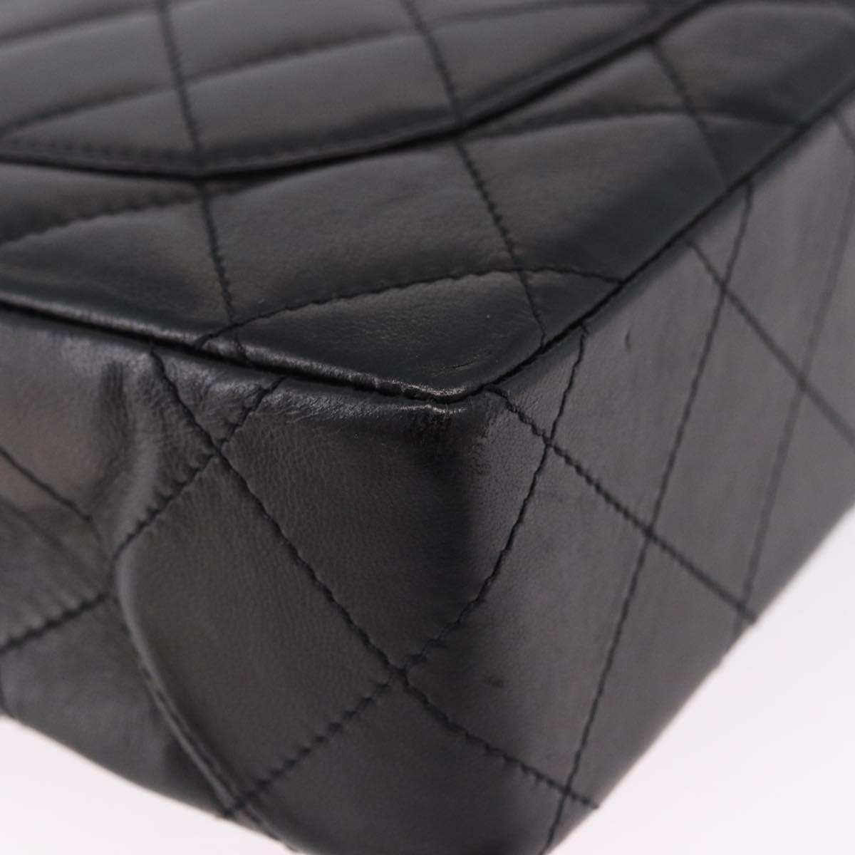 CHANEL Matelasse 28 Chain Hand Bag Lamb Skin Paris Limited Black Auth yk20684SAM