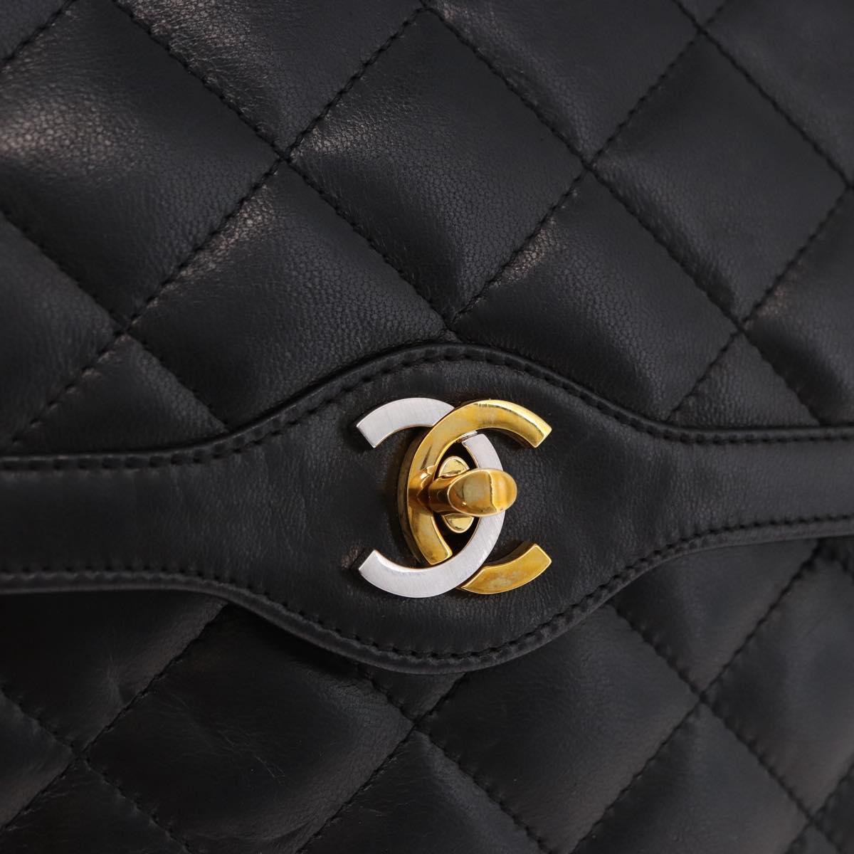 CHANEL Matelasse 28 Chain Hand Bag Lamb Skin Paris Limited Black Auth yk20684SAM