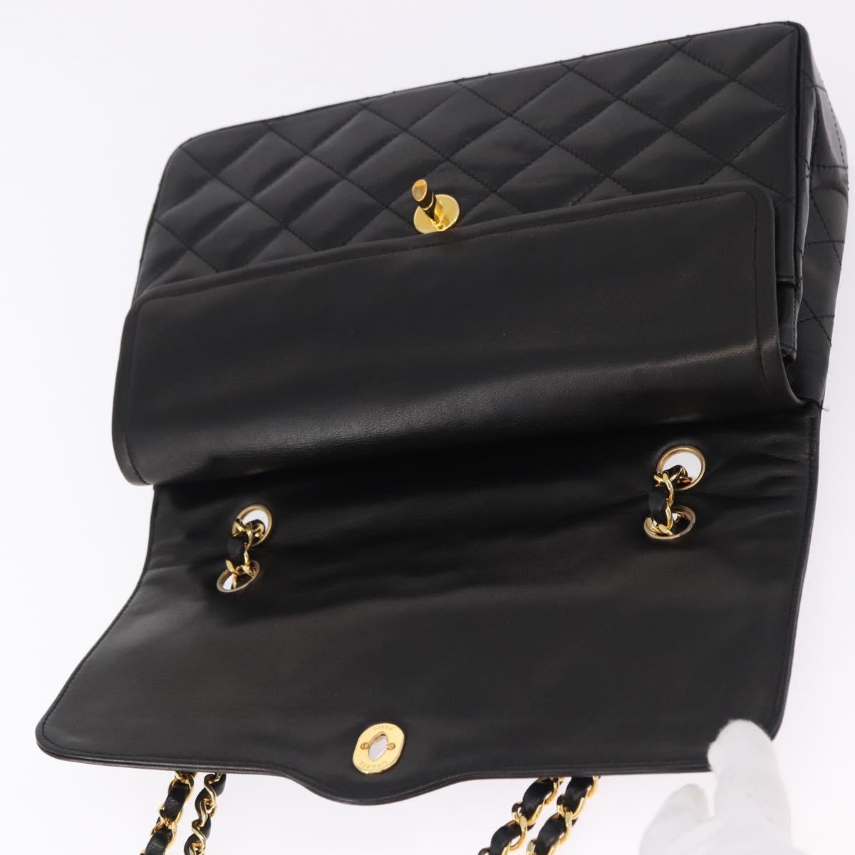 CHANEL Matelasse 28 Chain Hand Bag Lamb Skin Paris Limited Black Auth yk20684SAM