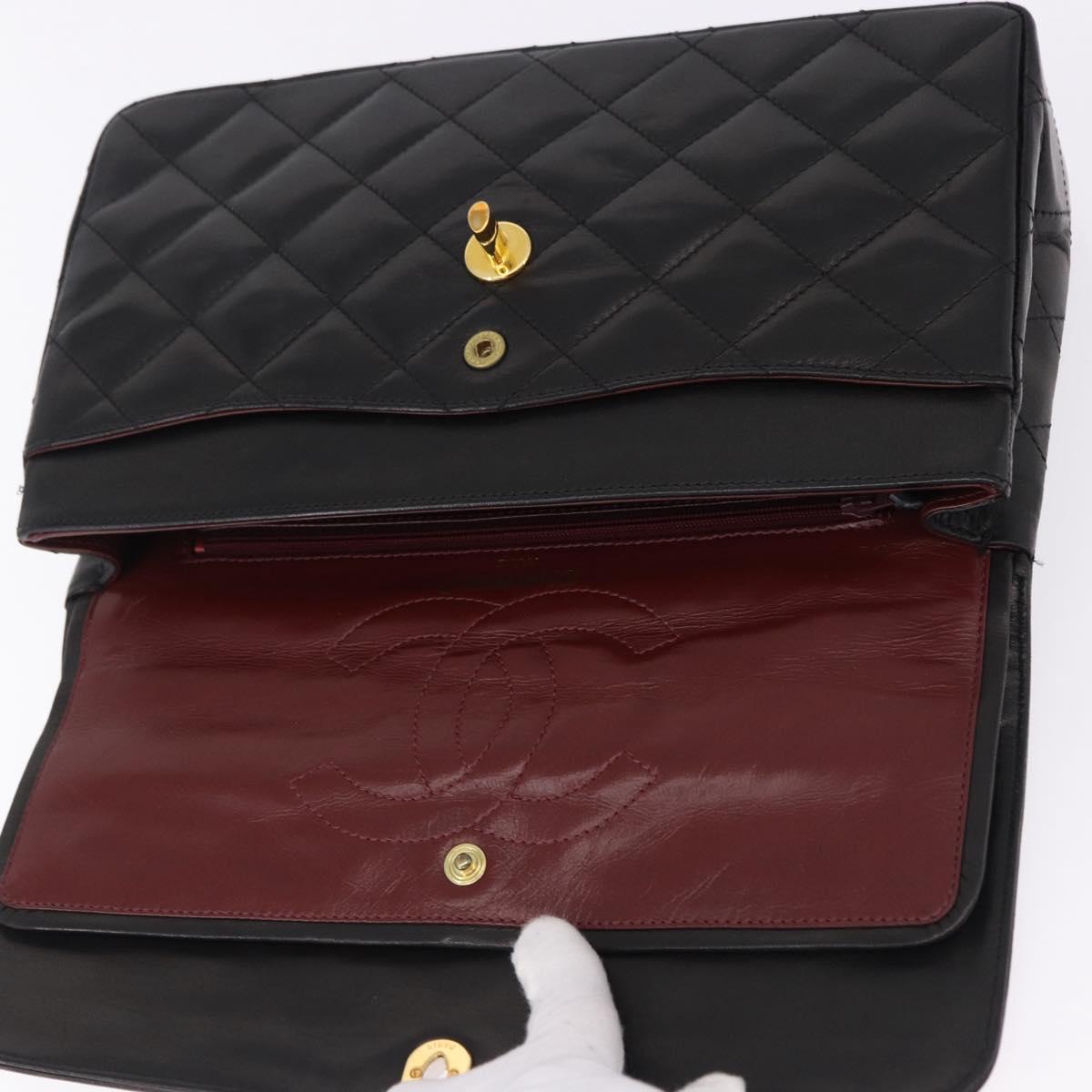 CHANEL Matelasse 28 Chain Hand Bag Lamb Skin Paris Limited Black Auth yk20684SAM