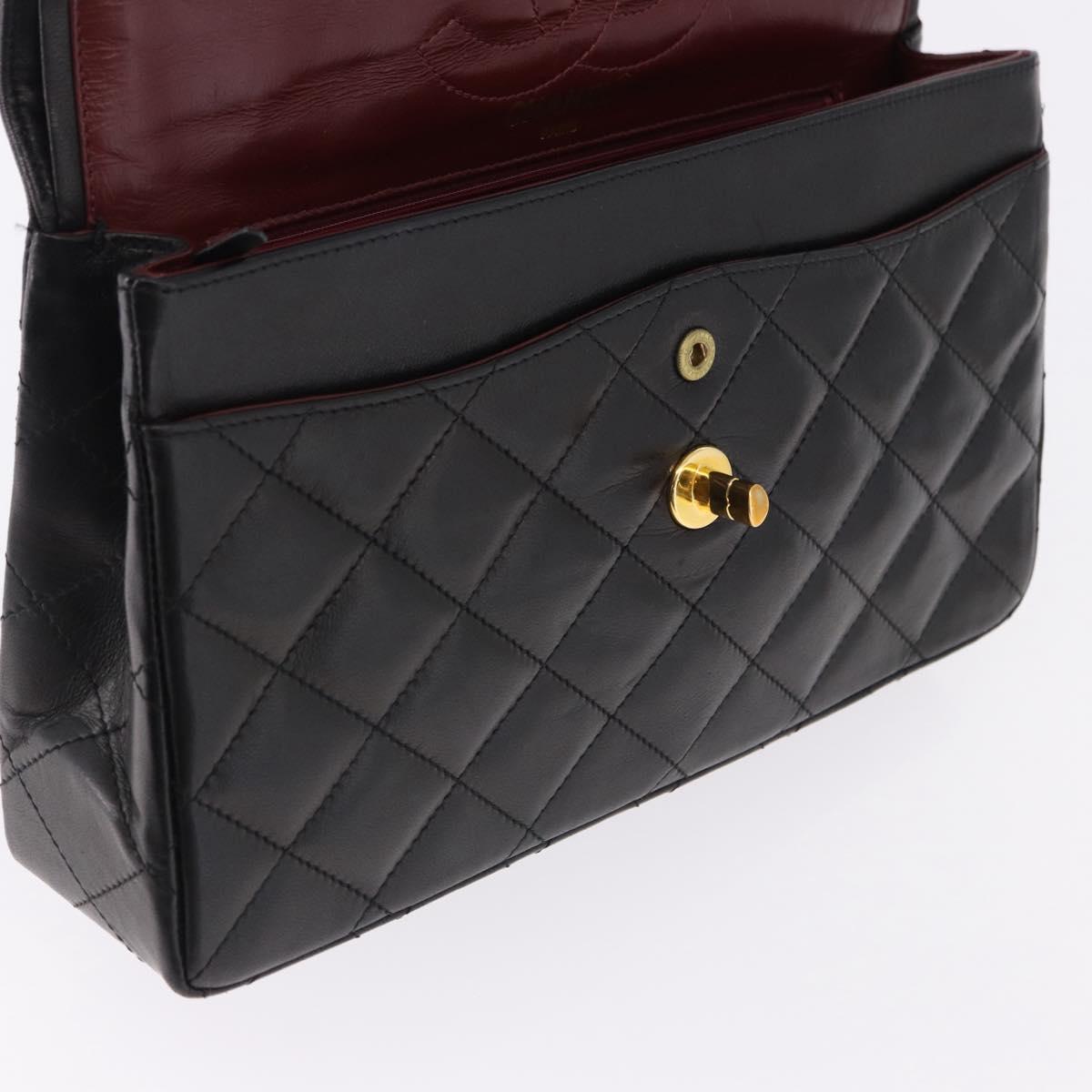 CHANEL Matelasse 28 Chain Hand Bag Lamb Skin Paris Limited Black Auth yk20684SAM