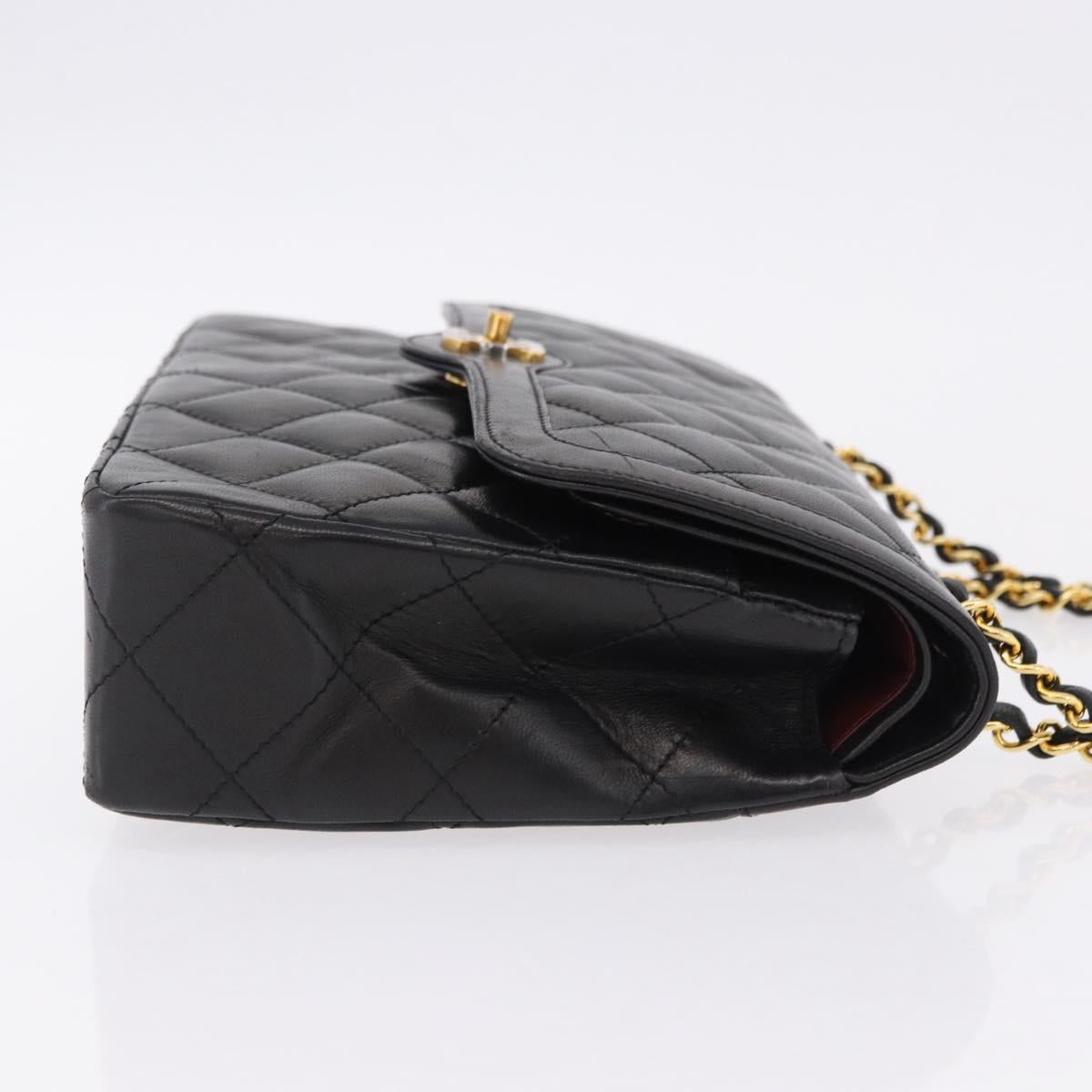 CHANEL Matelasse 28 Chain Hand Bag Lamb Skin Paris Limited Black Auth yk20684SAM