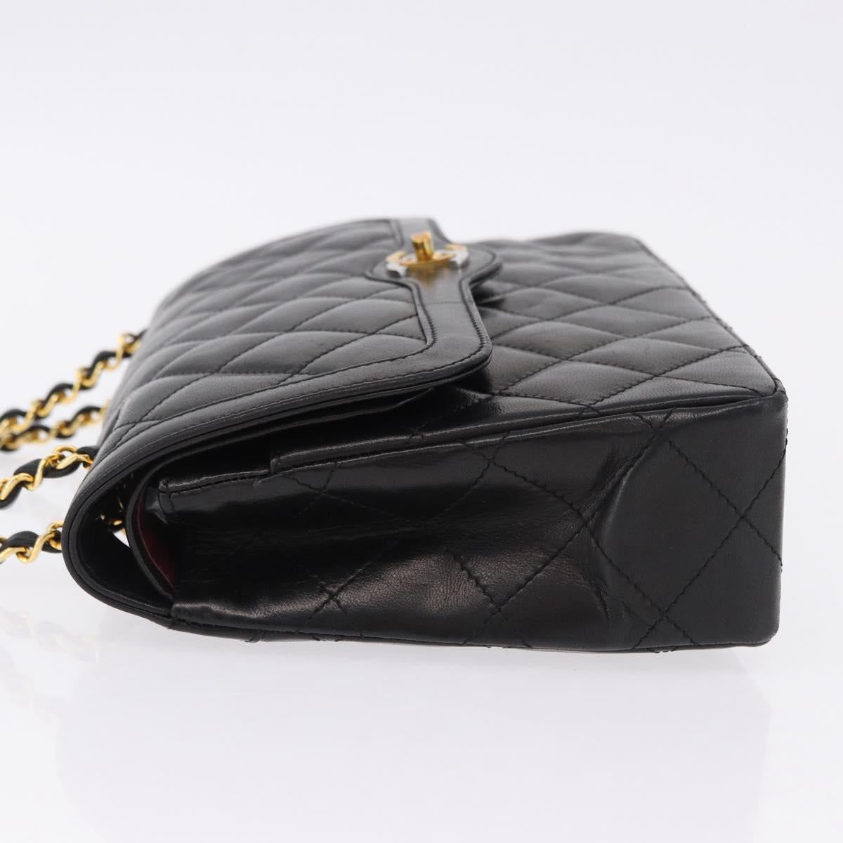 CHANEL Matelasse 28 Chain Hand Bag Lamb Skin Paris Limited Black Auth yk20684SAM