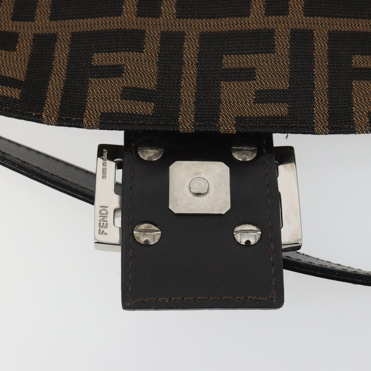 FENDI Zucca Canvas Mamma Baguette Shoulder Bag Brown Silver Auth yk20686SAM